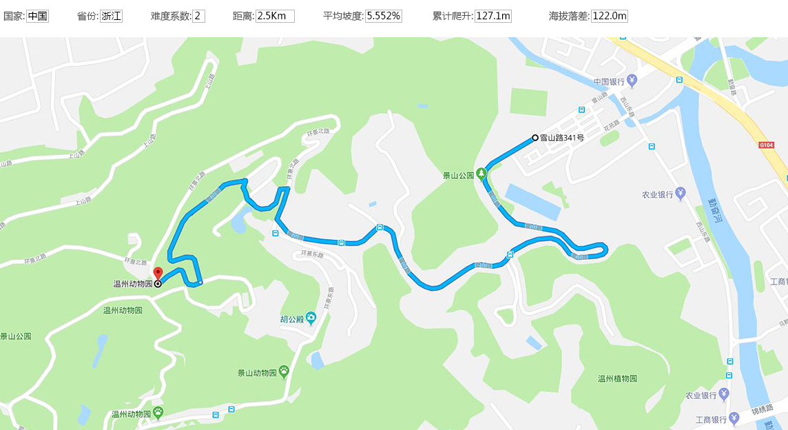 浙江省温州景山公园爬坡赛道